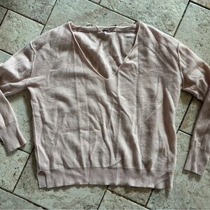 Free People V-Neck Cashmere Sweater in Light Pink